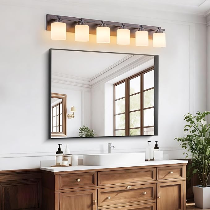 6 Light Modern Bathroom Light Fixtures Over Mirror, Bronze Finish Vanity Lights - Image 2