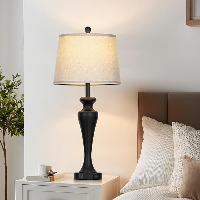 30" Black Table Lamps Set of 2, Touch Control Tall Living Room Lamp - Image 6