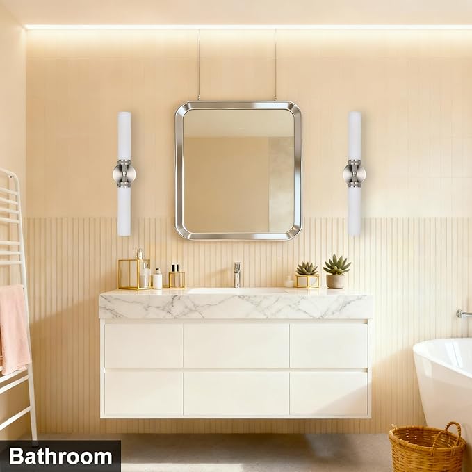 LaLuLa Brushed Nickel Vanity Lights – 2-Light Hardwired Bathroom Light Fixtures - Image 2