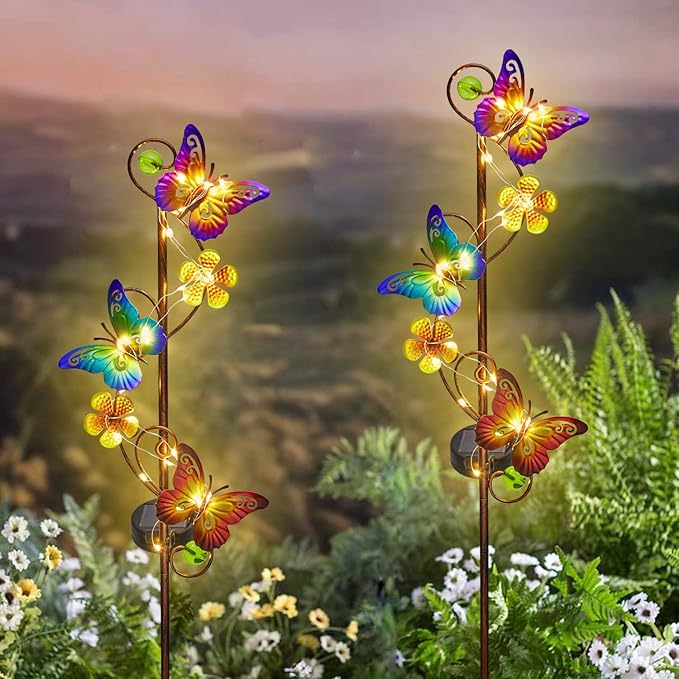 Solar Garden Lights Butterfly Garden Decor Outdoor Waterproof Metal Butterfly - Image 5