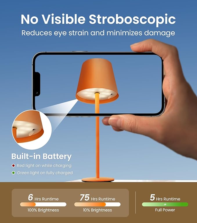 3 Pack Cordless Table Lamp, Portable Battery Operated Lamp - Image 7