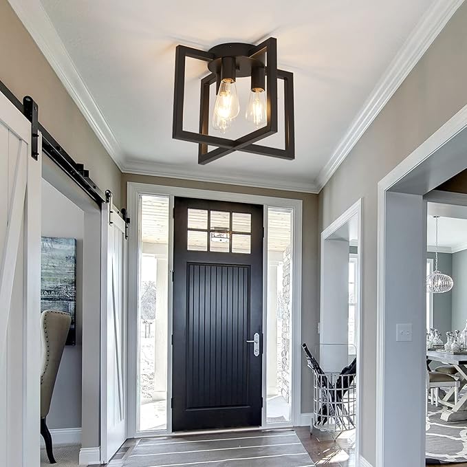 ZGLAOJT 3-Lights Ceiling Light Fixture, Industrial Black Semi Flush Mount - Image 10