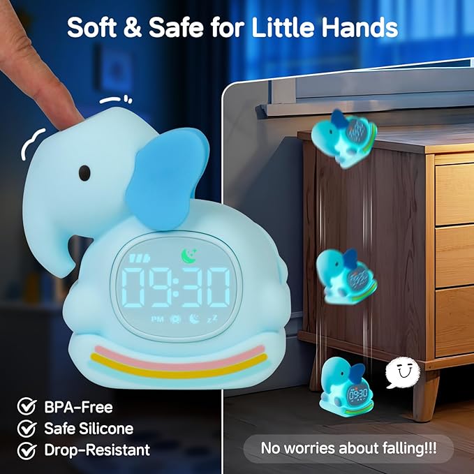 Alarm Clock for Kids with Night Light, Sleep Training Clock Time to Wake Clock - Image 7
