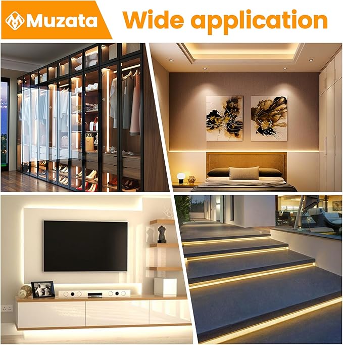 Muzata 10Pack 6.6FT/2M Wider LED Channel Silver Aluminum LED Strips Diffuser - Image 7