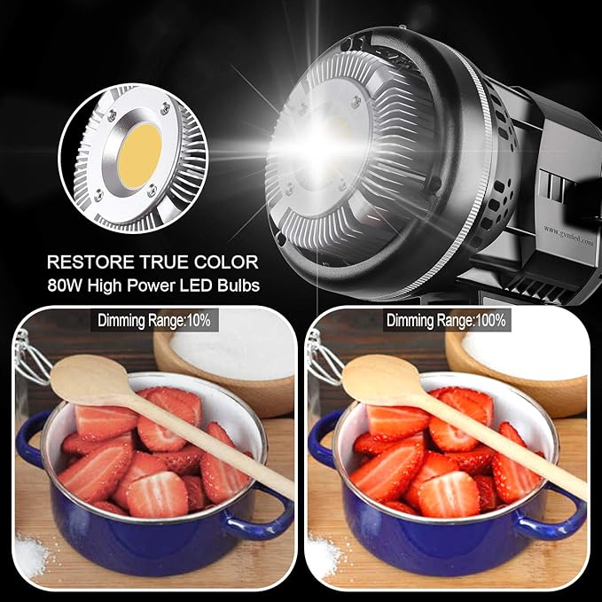 GVM 80W CRI97+ 5600K Dimmable LED Video Lights - Image 3