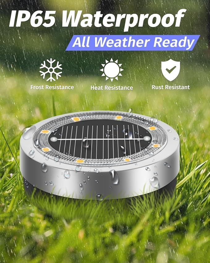 Mini Solar Ground Lights Outdoor 16 Pack Waterproof Upgraded Anti-Rust Solar - Image 3