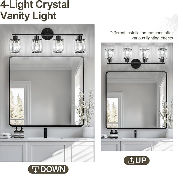 Crystal Bathroom Light Fixtures, Bathroom Lighting Fixtures Over Mirror - Image 6