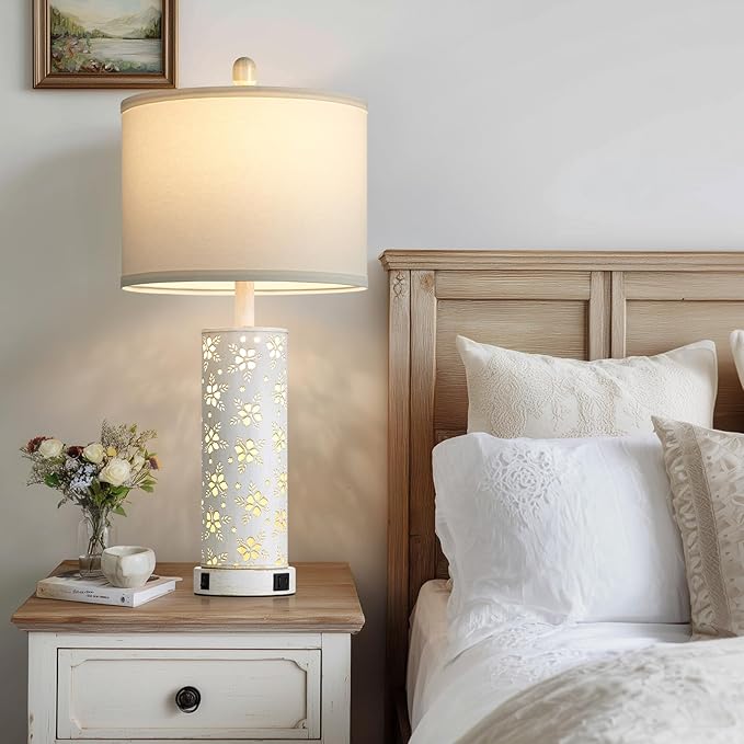 Set of 2 Rustic Table Lamps for Living Room Bedroom, Vintage Farmhouse - Image 6