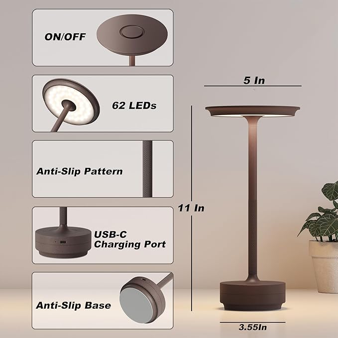 2 Pack Rechargeable Cordless Table Lamps, 5000mAh Portable Battery Table Light - Image 7