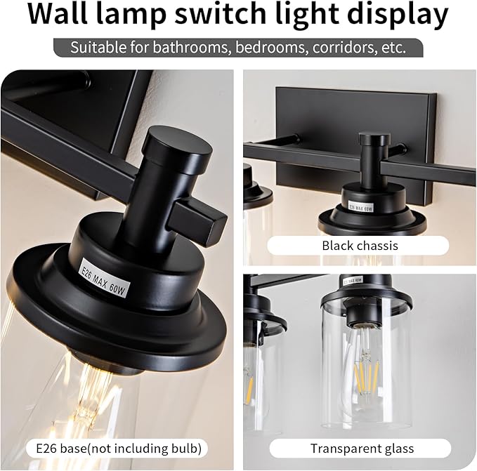 5-Light Black Bathroom Vanity Light, Modern Lighting Fixture - Image 4