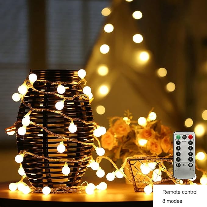 ZIMINGU LED Ball String Lights, 19.6FT 40LEDs Globe Waterproof Fairy String - Image 3