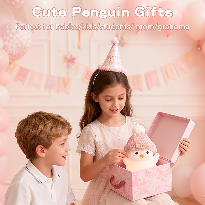 Penguin Night Light, Cute Pink Penguin Lamp - Image 6