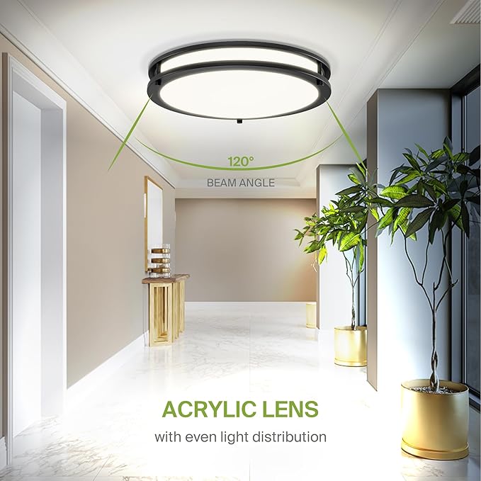 ASD LED 14" Round Flush Mount Lighting, Close to Ceiling Light Fixture | 3CCT - Image 7