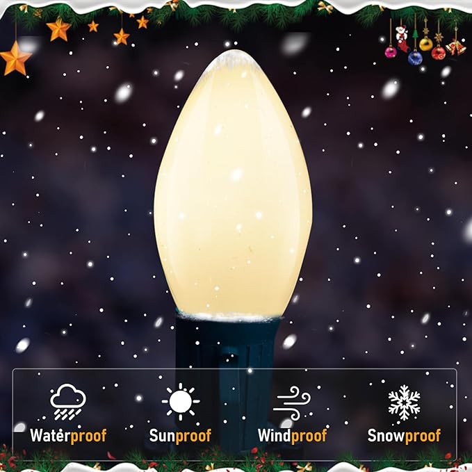 C7 White Replacement Light Bulbs, Christmas Ceramic White Night Light - Image 3