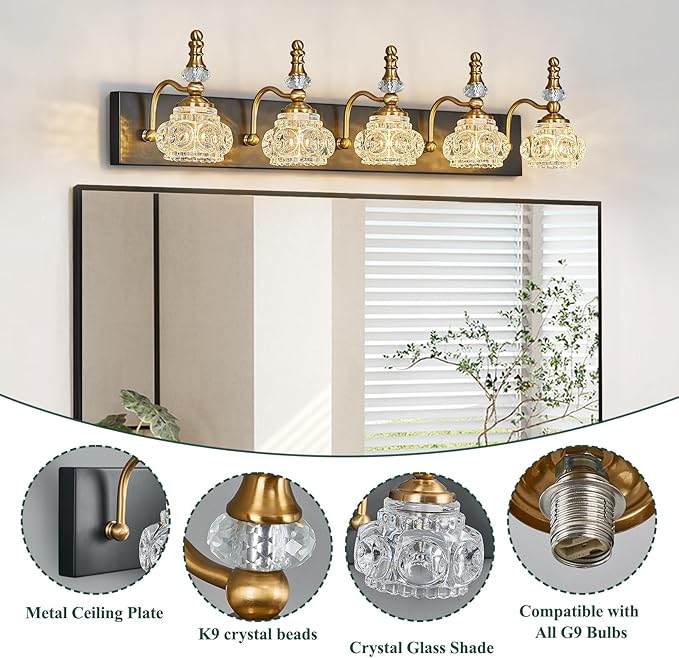 Modern Glass Crystal Vanity Light - Image 3