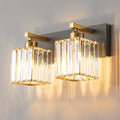 Modern Bathroom Vanity Light 2-Lights Black Gold Crystal Bathroom Wall Light by FDPBY
