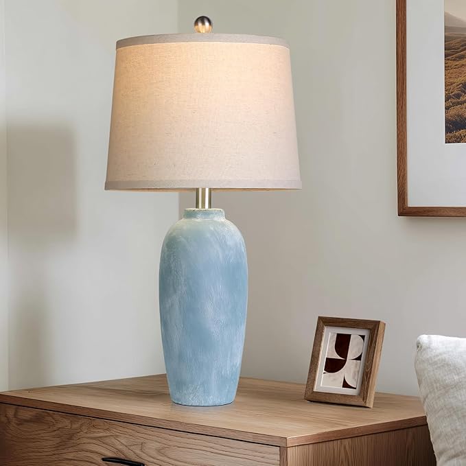 25“ Jar Table Lamps Set of 2, Ceramic Bedside Lamps - Image 5