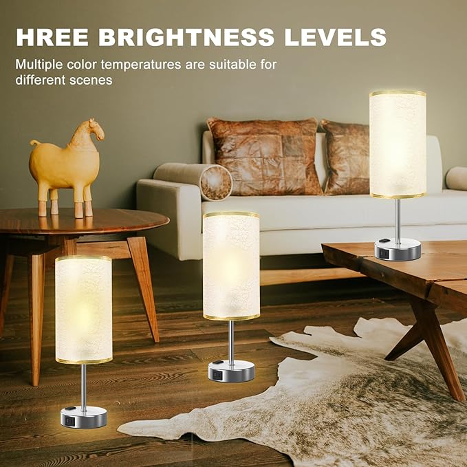 Table Lamp for Bedroom with Touch Control, Bedside Lamp with USB C+A Charging - Image 3