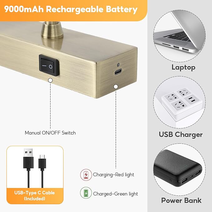 Picture Light for Wall Battery Operated, 9000mAh Wireless Wall Light for Display - Image 3