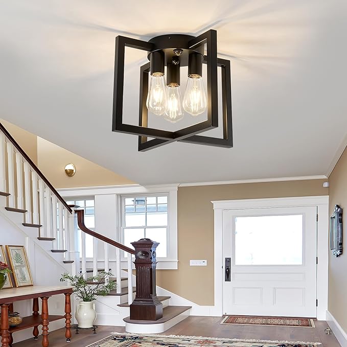 ZGLAOJT Motion Sensor Ceiling Light Fixture 3-Lights Semi Flush Mount Ceiling - Image 8