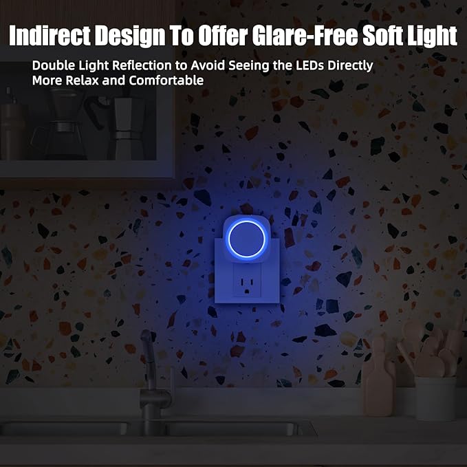Blue Night Lights Plug into Wall, 4 Packs Dimmable Night Light - Image 3