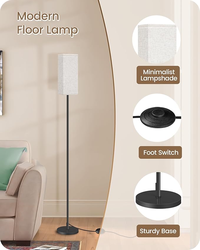 Set of 2 Floor Lamps for Living Room, Modern Tall Standing Lamps - Image 5