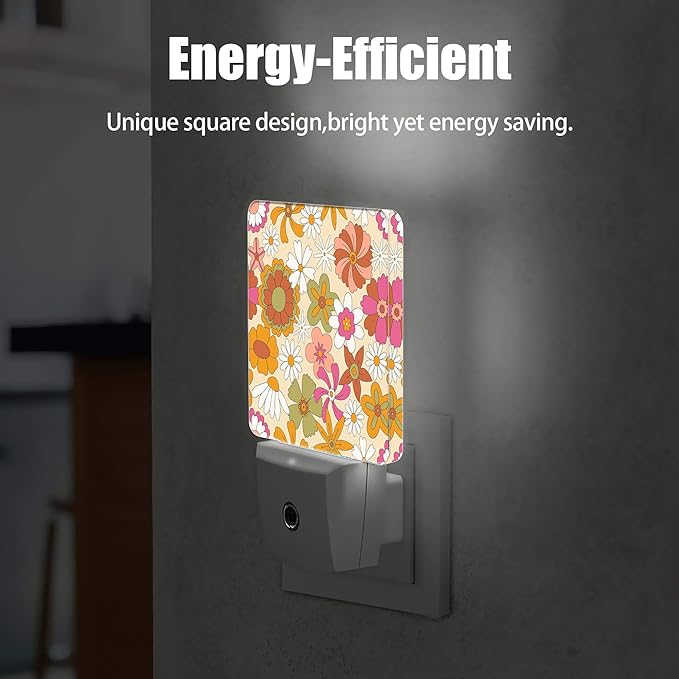 Vintage Boho Floral Night Light Plug in Wall Lamp Smart Dusk to Dawn Sensor - Image 5
