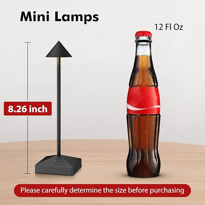 3 Pack 8.26in Black Small Cordless Table Lamps Rechargeable, Battery Operated - Image 3