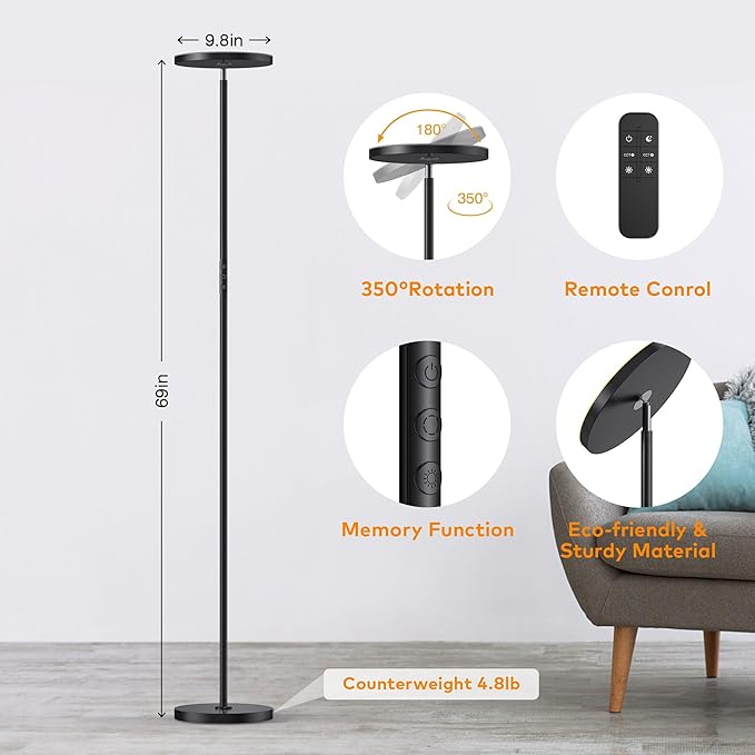 Bright Floor Lamp, 36W 3500LM Standing LED Lamp - Image 8