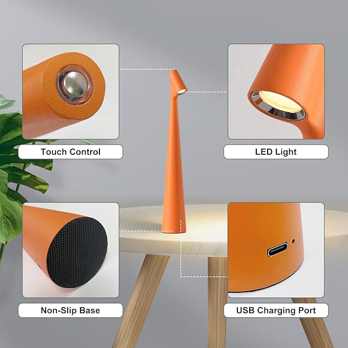 Cordless Small Table Lamps Set of 2, 3 Levels Brightness Portable Desk Lamp - Image 8