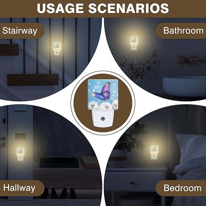 Flying Butterfly with Dandelion Night Light, Plug-in Nightlight with Dusk to - Image 6