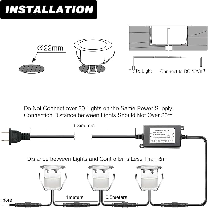 WiFi Controlled LED Deck Lights Multi Color Outdoor IP67 Waterproof Φ1.18 Low - Image 6