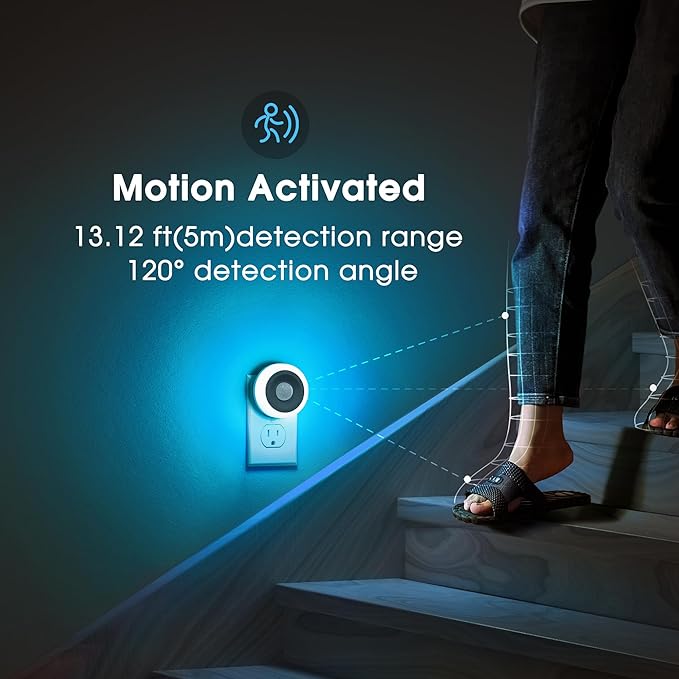 Briignite Motion Sensor Night Light Azure Blue, 2 Pack Night Lights Plug into - Image 3