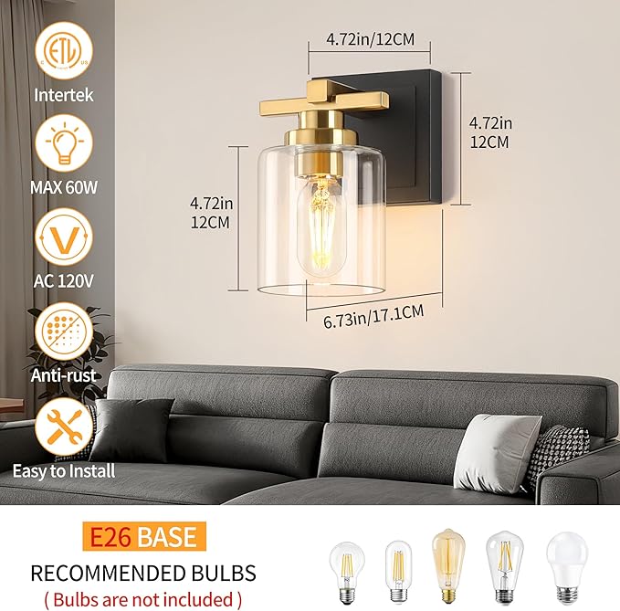 1 Light Modern Bathroom Light Fixtures Over Mirror, E26 Socket - Image 5