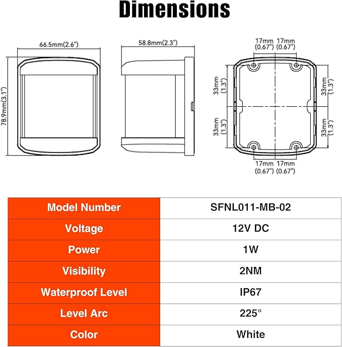 SEAFLO 11 Series Regular Sized LED White Masthead light Navigation Light – 12V - Image 8