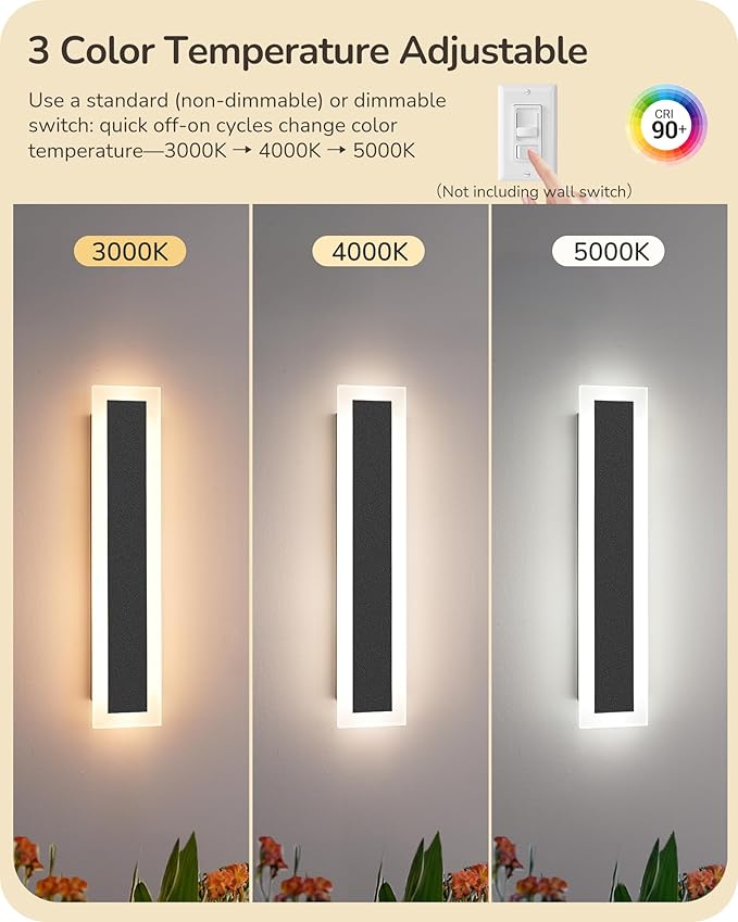 EDISHINE Upgraded 2 Pack 23.6" LED Outdoor Wall Light, Linear Modern Outdoor - Image 3
