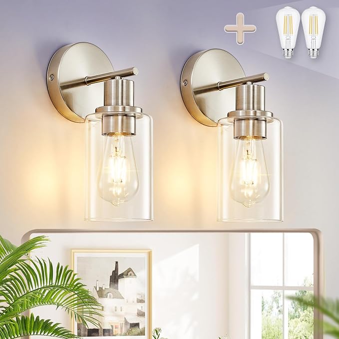 DLLT Wall Sconces Set of Two: Modern Bathroom Vanity Light Fixtures by DINGLILIGHTING