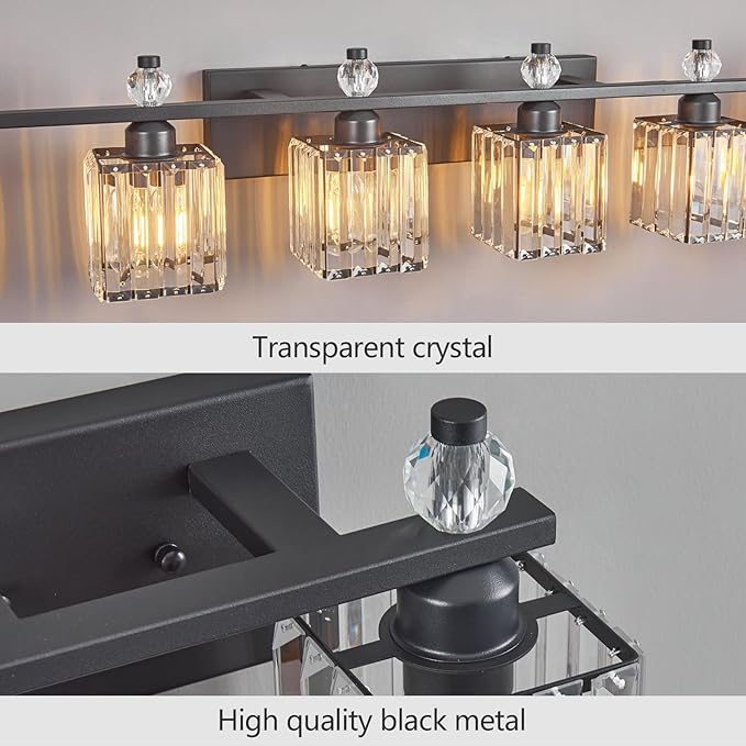 Vanity Lights 6-Light Modern Crystal Vanity Light Sand Black Bathroom Light - Image 4