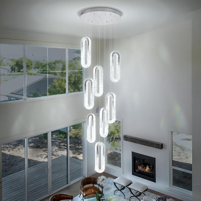 Modern Crystal Chandelier Adjustable 8 Rings Chandelier - Image 2