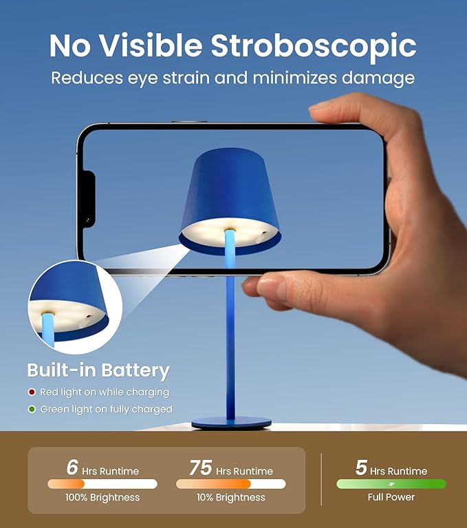 3 Pack Cordless Table Lamp, Portable Battery Operated Lamp - Image 6