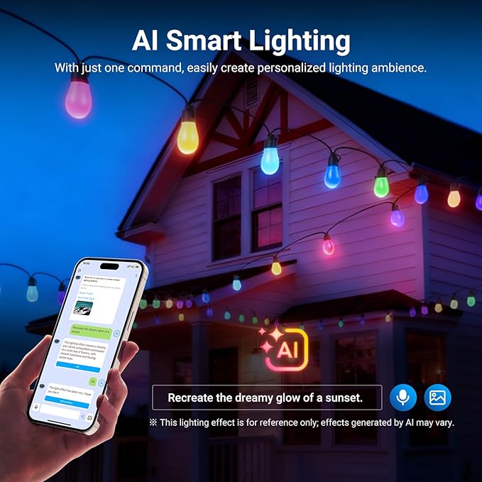 NEEWER 144ft Outdoor String Lights, App Control Smart AI RGBW Dimmable Patio - Image 5