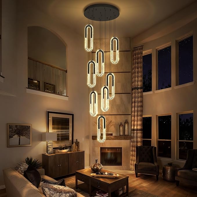 Modern Led Black Chandelier Adjustable 8 Rings Crystal Chandelier - Image 6