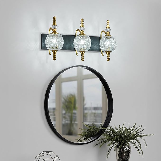 Modern Crystal Bathroom Vanity Lights Fixtures Over Mirror Black Gold Vintage - Image 2