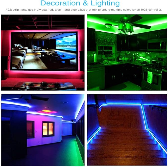 DAYBETTER LED Lights 65.6ft, 5050 RGB Led Strip Lights Flexible Color Changing - Image 5