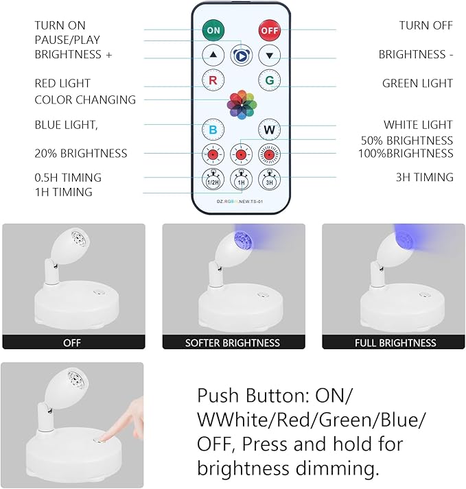 Cordless Spotlight Battery Operated, RGB Indoor Plant Light, Dimmable Accent - Image 3