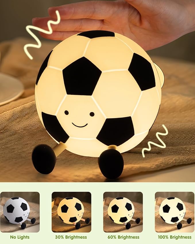 YISUN Soccer Night Light for Boys Light Up Football Lamp Dimmable Rechargeable - Image 2