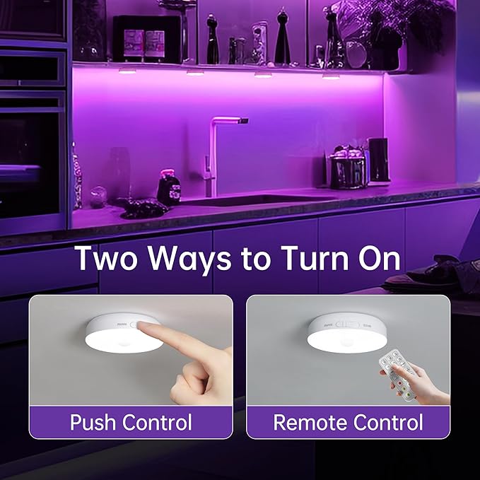 Homelist NL4 Sensor Lights Indoor, 6 Pack RGB Rechargeable Puck Light - Image 7