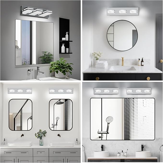 IZORRO LED Modern Bathroom Lights Fixtures, Chrome Acrylic Wall Lighting - Image 8