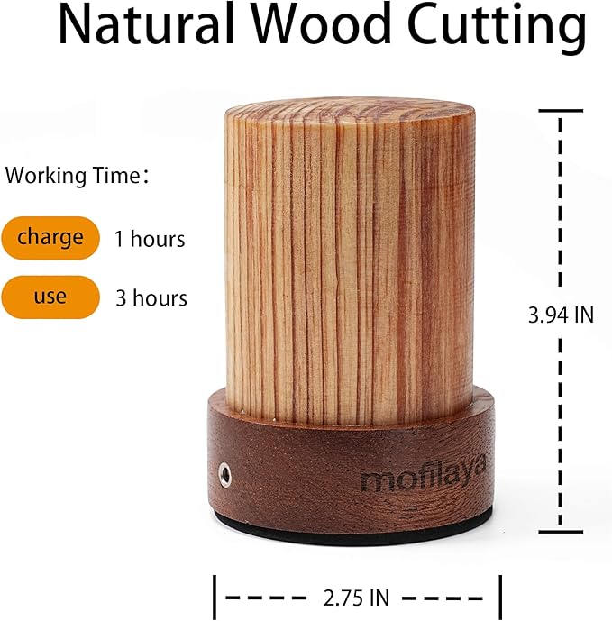 LED Night Light Wood -100% Handmade Cordless Lamp Rechargeable USB Battery - Image 2