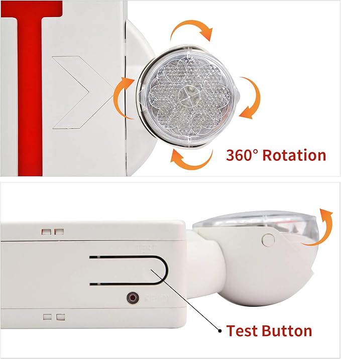 AKT LIGHTING Emergency Exit Light, Adjustable Two LED Head Exit Sign Light - Image 5